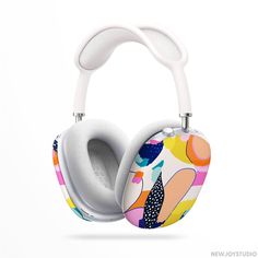 the headphones are designed to look like they have been painted with colorful designs on them