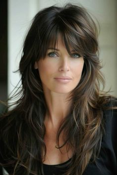 Long Layers With Bangs Over 40, Layered Long Hair, Hottest Hairstyles, Bangs Ideas, Long Layered Cuts, Layered Hair With Bangs, Y2k Hair, Y2k Hairstyles, Bangs With Medium Hair