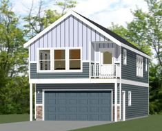 this is an artist's rendering of a two - story garage with lofts