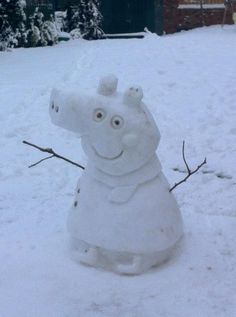 a snowman made to look like peppa the pig