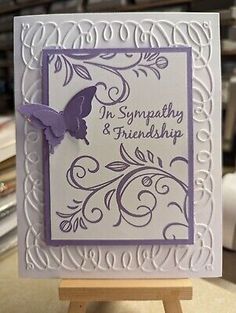 a card with a purple butterfly on it