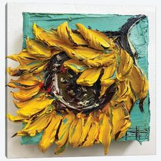 a painting with yellow flowers on it