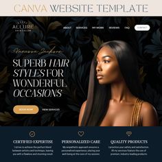 the web page for an african hair salon