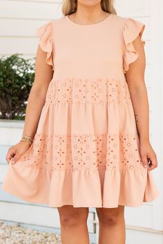 Orange Broderie Anglaise Patchwork Tiered Curvy Dress Spring Cotton Dresses With Cutwork, Plain Mini Dress, Glamour Outfit, Sandals High Heels, Plus Size Mini Dresses, Ruffle Design, Spaghetti Strap Maxi Dress, Lace Body, Clothing Plus Size