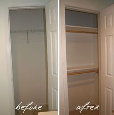 before and after pictures of an empty closet