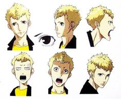 an anime character's face with different expressions and facial expressions, including the eyes