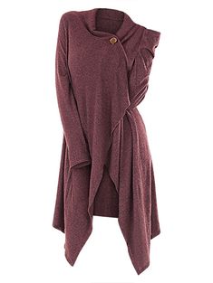 One Button Asymmetrical Wrap Cardigan - Bashful Pink - 4877046020 - Women's Clothing, Women's Sweaters, Women's Cardigans  #WomensCardigans #Women's #Clothing # #Women's #Sweaters # #Women's #Cardigans Wrap Cardigan Pattern, Minimalist Fashion Winter, Fashion Modest, Pull Oversize, Fashion Tshirt, Fashion Minimalist, Asymmetrical Sweater, Gilet Long, Tshirt Fashion