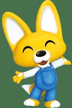 an animal crossing character in blue overalls and white shirt, with his arms outstretched