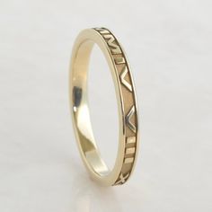 Custom Roman Numeral Ring, Solid 14Kt Yellow Gold, Stackable 2mm Wide Modern 14k Gold Promise Bands, 14k Gold Thick Band For Promise, Thick Band 14k Gold Promise Ring, 14k Gold Promise Band, Minimalist 14k Gold Ring With Decorative Band, 14k Gold Stackable Round Band Promise Rings, 14k Gold Open Band For Anniversary, 14k Gold Rings With Decorative Round Band, 14k Gold Rings With Decorative Band