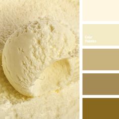 a scoop of ice cream in a bowl with some brown and white color swatches