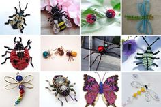 many different types of beaded bugs and insects are shown in this photo collage