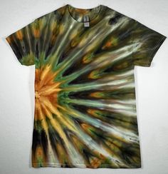 a t - shirt with an abstract design on the front and back, all in multicolored colors