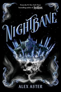 the cover to nightbonee by alex aster, with an image of a castle on