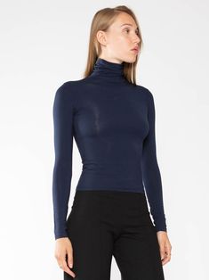 Navy Turtleneck Ripley Rader, Navy Turtleneck, Blue Turtle, Turtleneck Outfit, Office Outfits Women, Modal Fabric, The Ballet, Black Turtleneck, Contemporary Outfits