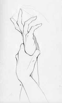 a black and white drawing of a woman's hand