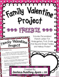 the family valentine project is shown in pink and white