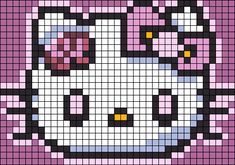 an image of a pixel style cat with pink and black colors on it's face