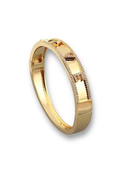 Cubic Zirconia Word Love Hinged Bangle, Real 18K Gold Plated Love Bangle, Love And Co, Word Love, Gold Bangle Bracelet, Everlasting Love, Elegant Ring, Hinged Bangle, Chains For Men, Gold Pearl