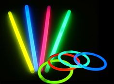 glow sticks in the dark with neon colors