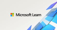 the microsoft learn logo is shown on a white background with blue and purple arrows in front of it