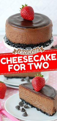 Chocolate Cheesecake for Two, chocolate dessert ideas, cheesecake recipes Small Cheesecake Recipe, Cheesecake For Two, Quick Cheesecake, Small Cheesecakes, Creamy Chocolate Cheesecake, Small Batch Baking, Mini Cheesecake Recipes, Chocolate Cheesecake Recipes