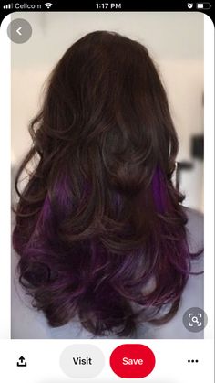 Fun Hair Inspiration, Brown Hair With Purple Tips, Highlights Long Hair, Purple Hairstyles, Chic Haircut, Purple Highlights, Planting Ideas, Fun Hair, Super Hair