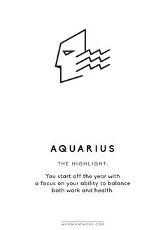 the aquarius birthday card is shown in black and white