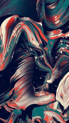 an abstract painting with red, white and blue colors on it's surface is featured in this image