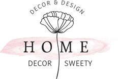 the logo for decor and design, home decor sweety with a pink watercolor background