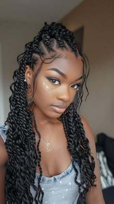 Braided hairstyles for black women Cornrow Hairstyles With Curls, Cornrows And Curls, Hairstyles For Black Women Color, Color Braided Hairstyles, Twist Braided Hairstyles, Hairstyles For Black Women Twist, Hairstyles For Black Women Updo, Hairstyles For Black Women Quick, Black Cornrow Hairstyles