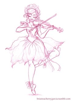 a drawing of a girl playing the violin