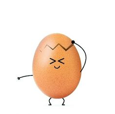 an egg with its arms and legs stretched out in the shape of a face is shown