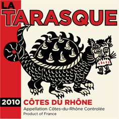 the label for an appliance in france, featuring a black and red dragon