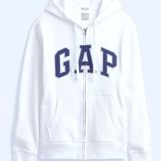 Soft Cotton Hoodie With Zipper. Long Sleeve. Cozy Comfortable Drawstring Hood. Wear Alone Over A Tee Or Layered Under A Jacket. You Style It! Red And Blue Logo, Beige Crewneck, Dark Blue Shirt, Gap Hoodie, Tech Hoodie, Arch Logo, Gap Logo, Henley Sweater, Gap Sweater