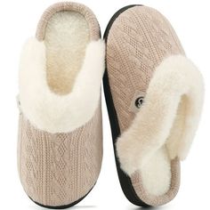 Ecetana Warm Knit House Slippers for Women Comfy Fleece Lined Winter Slippers with Memory Foam and Indoor Outdoor Soles Breathable KnitWomen's house slipper features a knitted upper that is not only comfortable but also breathable, keeping your feet stay cool and dry. Warm & Comfortable House slippers for women are made soft faux fur lining gives a luxurious and comfortable feeling, making you never want to take them off. Characteristic DesignThe plush design adds an extra touch of elegance, mak Comfortable House, Plush Design, Cotton House, Knit Shoes, Winter Slippers, Slippers For Women, Fuzzy Slippers, House Shoes, Slipper Boots