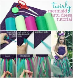 Twirly Mermaid Dress Make A Tutu, Diy Tutu Dress, Diy Tutus, Robe Diy, Mermaid Tutu, No Sew Tutu, Tutu Ideas, Diy Tutu, Tutu Ballet