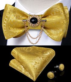 Brand Name: DiBanGuGender: MENStyle: FashionMaterial: SilkTies Type: Bow TieSize: One SizeOrigin: CN(Origin)Pattern Type: PaisleyDepartment Name: AdultItem Type: TiesModel Number: HL-3001-0009Bowtie Type: Self-BowtieBowtie Size: 4.5 x 2.7 inches(11.43 x 6.85cm)For Neck Size: 14"-18"(35cm-46cm) AdjustableStyle1: New fashion bow tie brooch pin setStyle2: wedding bow tieStyle3: business party tuxedo bows Tie Brooch, Paisley Wedding, Tuxedo Bow Tie, Gold Bow Tie, Yellow Bow Tie, Ascot Ties, Butterfly Fashion, Ties Mens Fashion, Tie Bow Tie