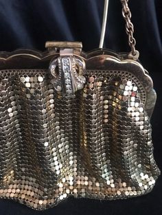 Vintage 1930s Whiting & Davis chainmaille mesh jeweled clasp gold evening bag Elegant Silver Bag With Chainmail Detail, Elegant Silver Chainmail Bag, Elegant Chainmail Bag, Victorian Gold Evening Bag For Party, Antique Silver Bag For Party, Vintage Gold Bag With Chain, Rectangular Chainmail Evening Bag, Evening Rectangular Chainmail Bag, Rectangular Evening Bag With Chainmail