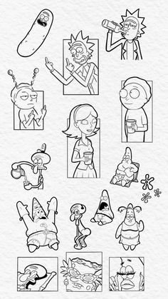 the simpsons characters are drawn in black and white