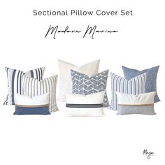 four different pillows with the words sectional pillow cover set