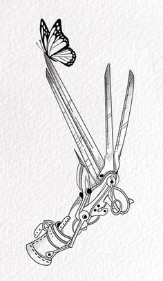 scissors and a butterfly on top of each other