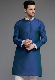 Cotton Silk Kurta in Teal blueThis Readymade Chinese Collar Neck and Full Sleeve attire is Enhanced with ButtonsDo note: Bottom and Footwear shown in the image is for presentation purposes only. Half to one inch may vary in measurement. (Slight variation in actual color vs. image is possible)           We sell all kinds of menswear. Mens Kurta | Mens Kurta Pajama | Mens Sherwani | Mens Sherwani Sets | Traditional Menswear | Partywear Menswear | Indian Mens Dresses | Diwali Kurta | Kurta Pajama | Blue Formal Long Sleeve Sets, Royal Style Long Sleeve Kurta For Eid, Royal Long Sleeve Kurta For Eid, Royal Long Sleeve Fitted Kurta, Elegant Fitted Royal Blue Kurta, Blue Long Sleeve Kurta For Festive Occasions, Blue Long Sleeve Festive Kurta, Royal Long Sleeve Sets For Eid, Elegant Long Sleeve Light Blue Kurta