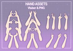 the hands and fingers are made out of wood, with text that reads hand assets vuber & png