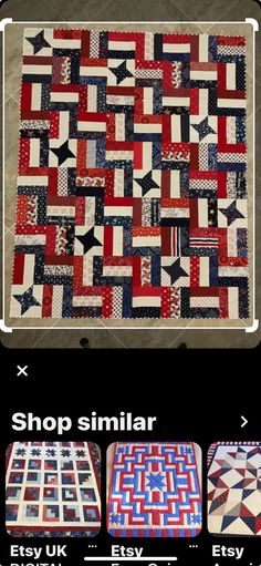 an image of a red white and blue quilt