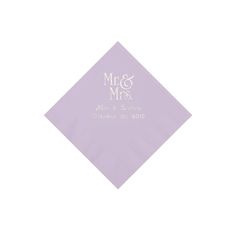 a lavender colored napkin with a leaf on the front and white lettering that reads country & joshua williams