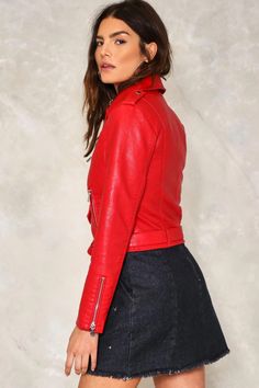 Western Fashion Red Leather Women Cropped Jacket Leather Jacket For Women, Cropped Moto Jacket, Casual Leather Jacket, Studded Jacket, Leather Trench Coat, Stylish Jackets, Jacket For Women, Leather Motorcycle Jacket, Trench Coats Women