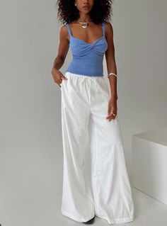 Pants Elasticated waistband with drawstring fastening, twin hip pockets, wide leg Non-stretch material, unlined Cold gentle machine wash 75% polyester 25% elastane Pink Formal Dresses, Fleece Dress, Pants White, Outerwear Outfit, Strapless Tops, Loungewear Sets, Knit Sweatshirt, Curve Dresses, Casual Tank Tops