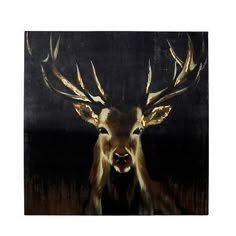 a painting of a deer with antlers on it's head