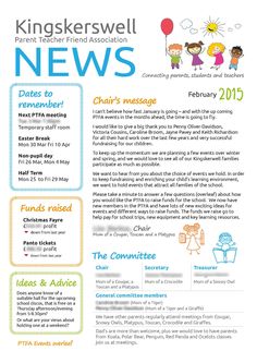 the flyer for kingfishwell news, featuring information about children's messages and activities