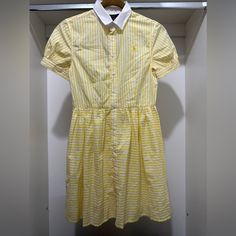 New With Tags Size: 14 Cute Yellow School Dress, Yellow School Dress For Spring, Yellow Spring Dresses For School, Ralph Lauren Dresses, Ralph Lauren Dress, Polo Dress, Kids' Dresses, Yellow White, Polo Ralph